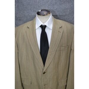 Ralph Lauren Blazer Mens 46R Brown Check 100% Pure Silk Sport Coat Jacket